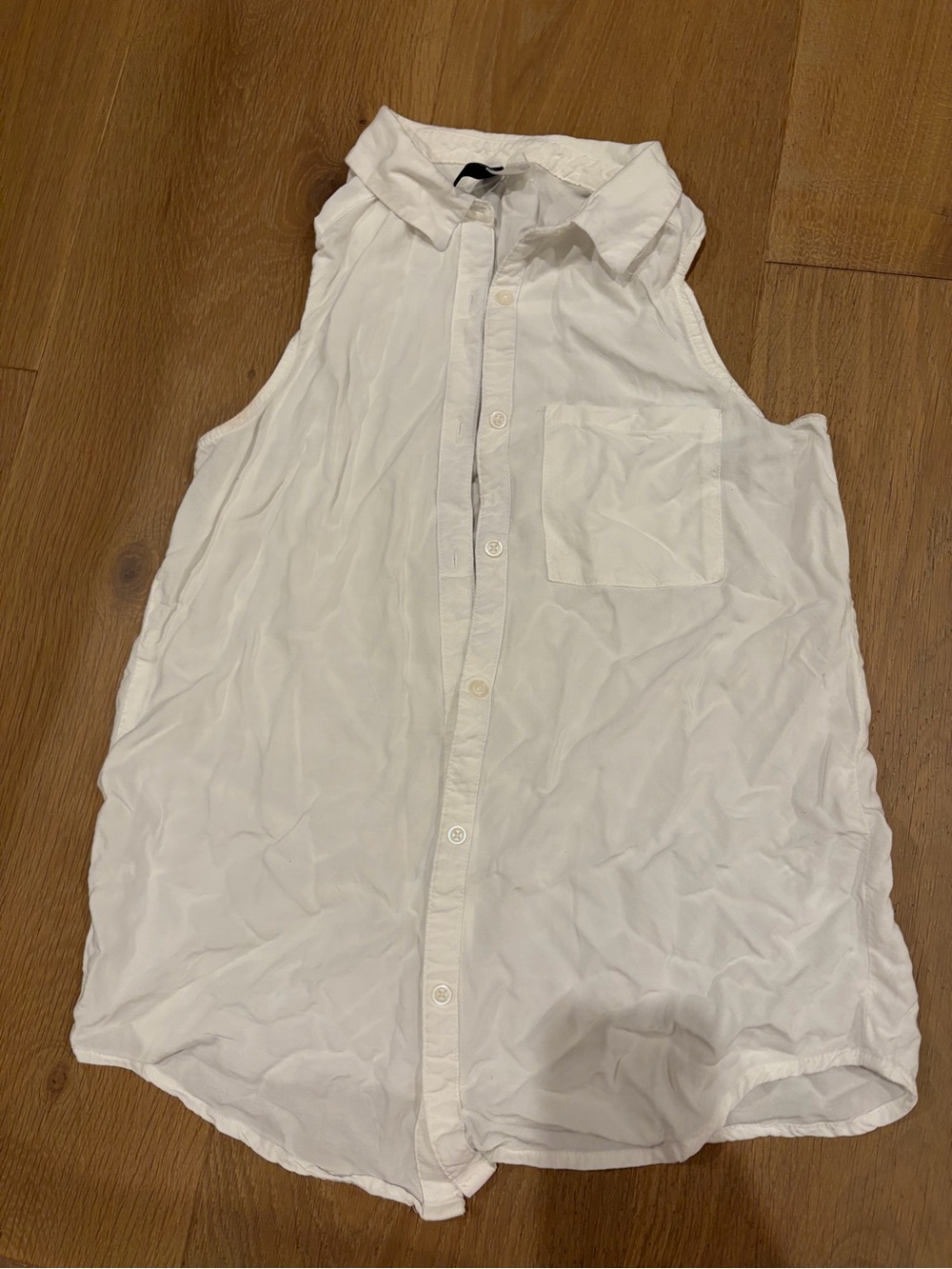 Divided White Sleeveless Button-Down Shirt